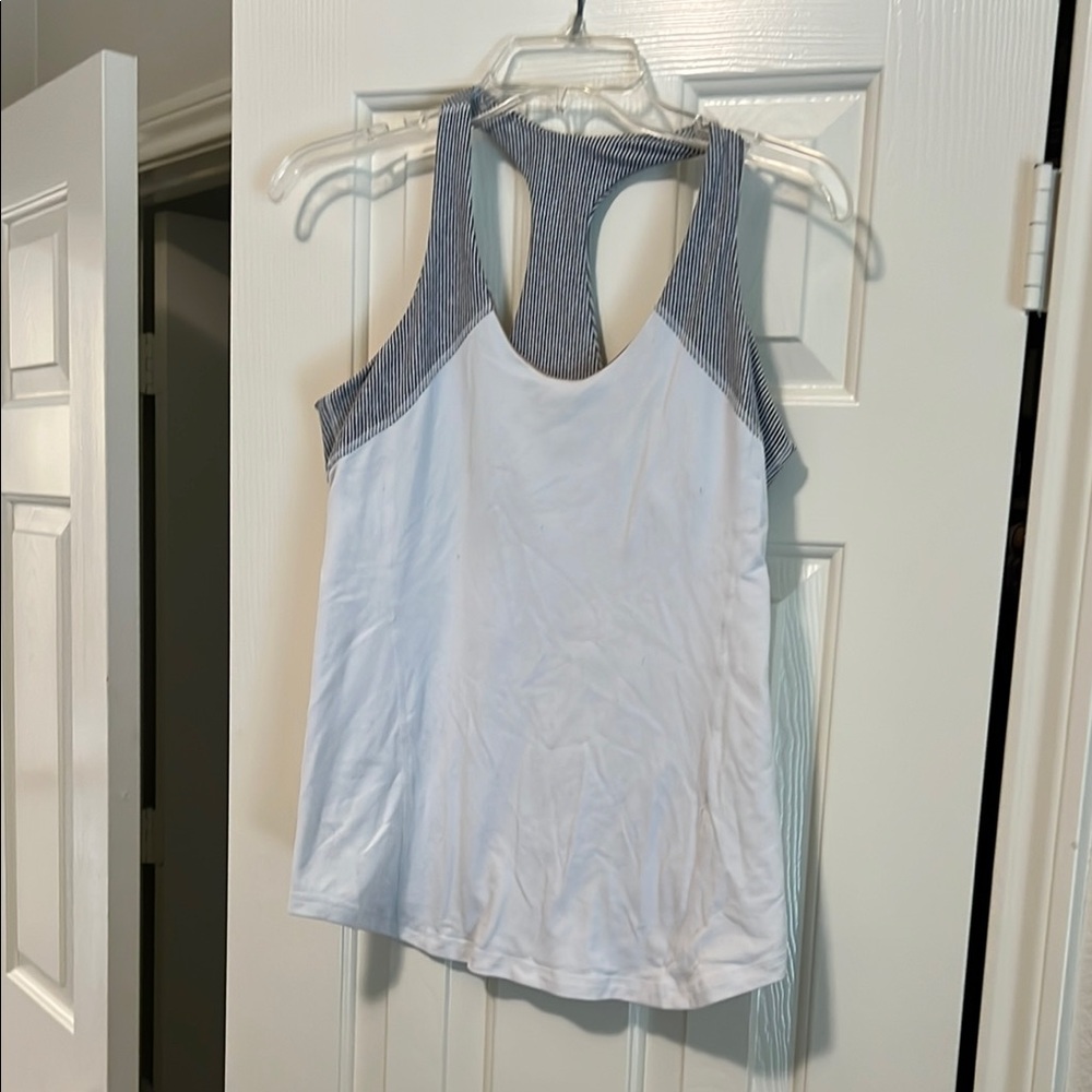 Lululemon Athletica White and Gray Sleeveless Tank Top - Picture 1 of 5